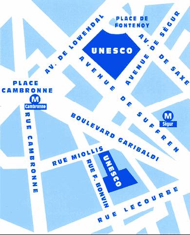 map of UNESCO locations in Paris